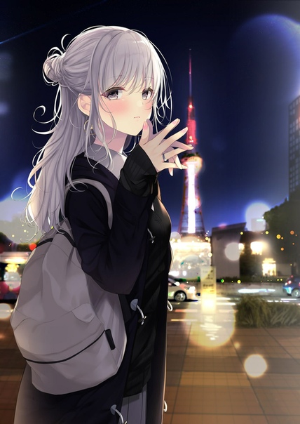 Anime girl gray hair